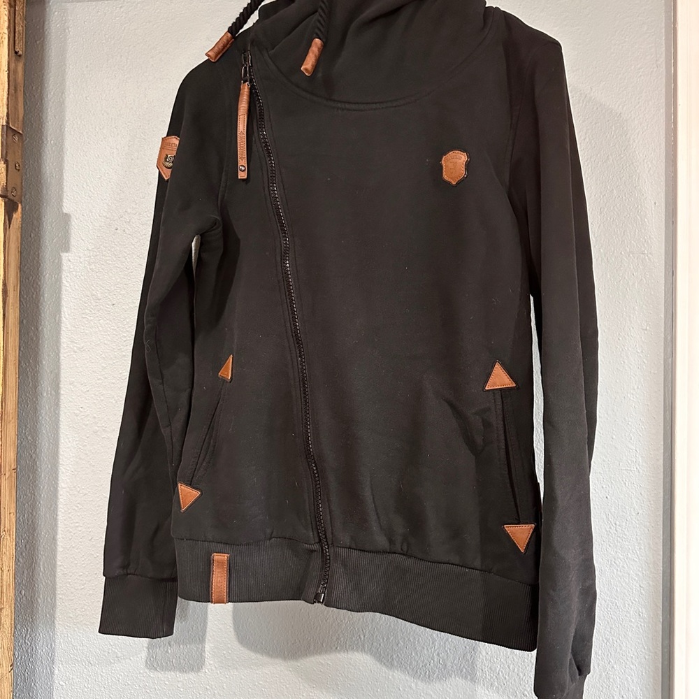 Naketano Black Hoodie with Brown Accents